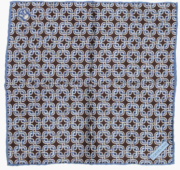 Jentil Pocket Square Corneliani Geometrik Naqshli Ipak
