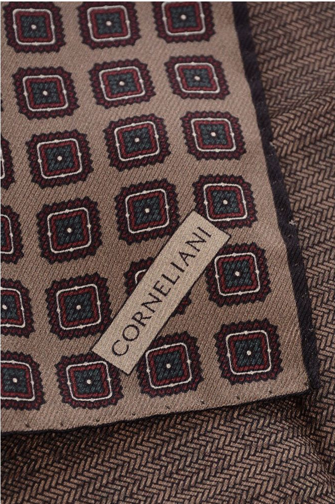 Pocket Square Corneliani Geometric Patterned Silk