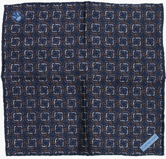 Pocket Square Corneliani Geometric Patterned Silk