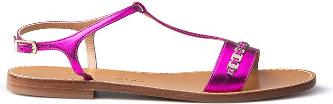 Фиолетовые кожаные сандалии на плоской подошве Salvatore Ferragamo