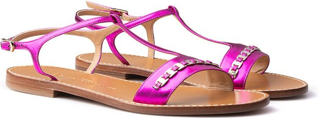 Фиолетовые кожаные сандалии на плоской подошве Salvatore Ferragamo