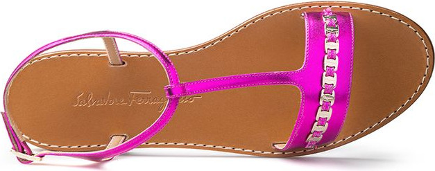 Фиолетовые кожаные сандалии на плоской подошве Salvatore Ferragamo