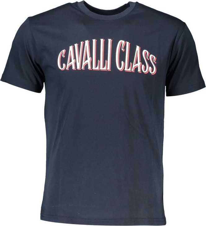 Синяя хлопковая футболка cavalli CLASS