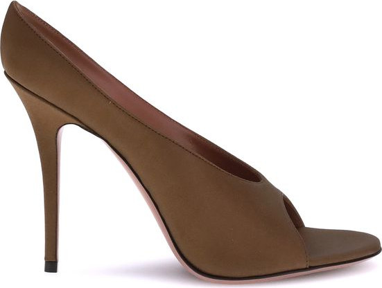 Brown Calf Leather Bos Taurus High Heel Pumps by Amina Muaddi