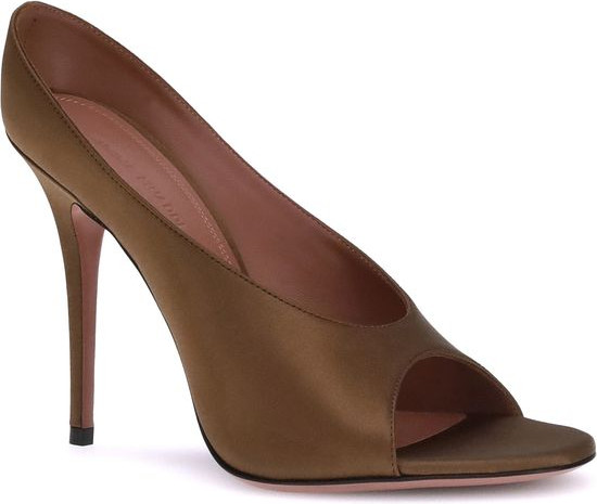 Brown Calf Leather Bos Taurus High Heel Pumps by Amina Muaddi