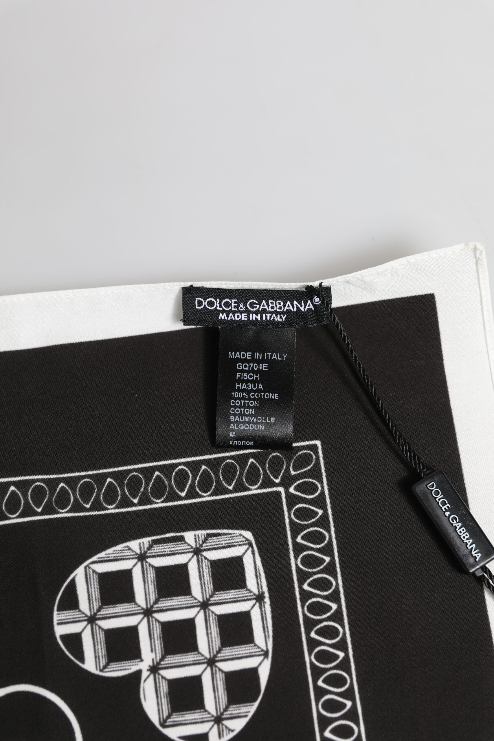 Шарф Dolce & Gabbana Черно-белый Бандана Квадратный