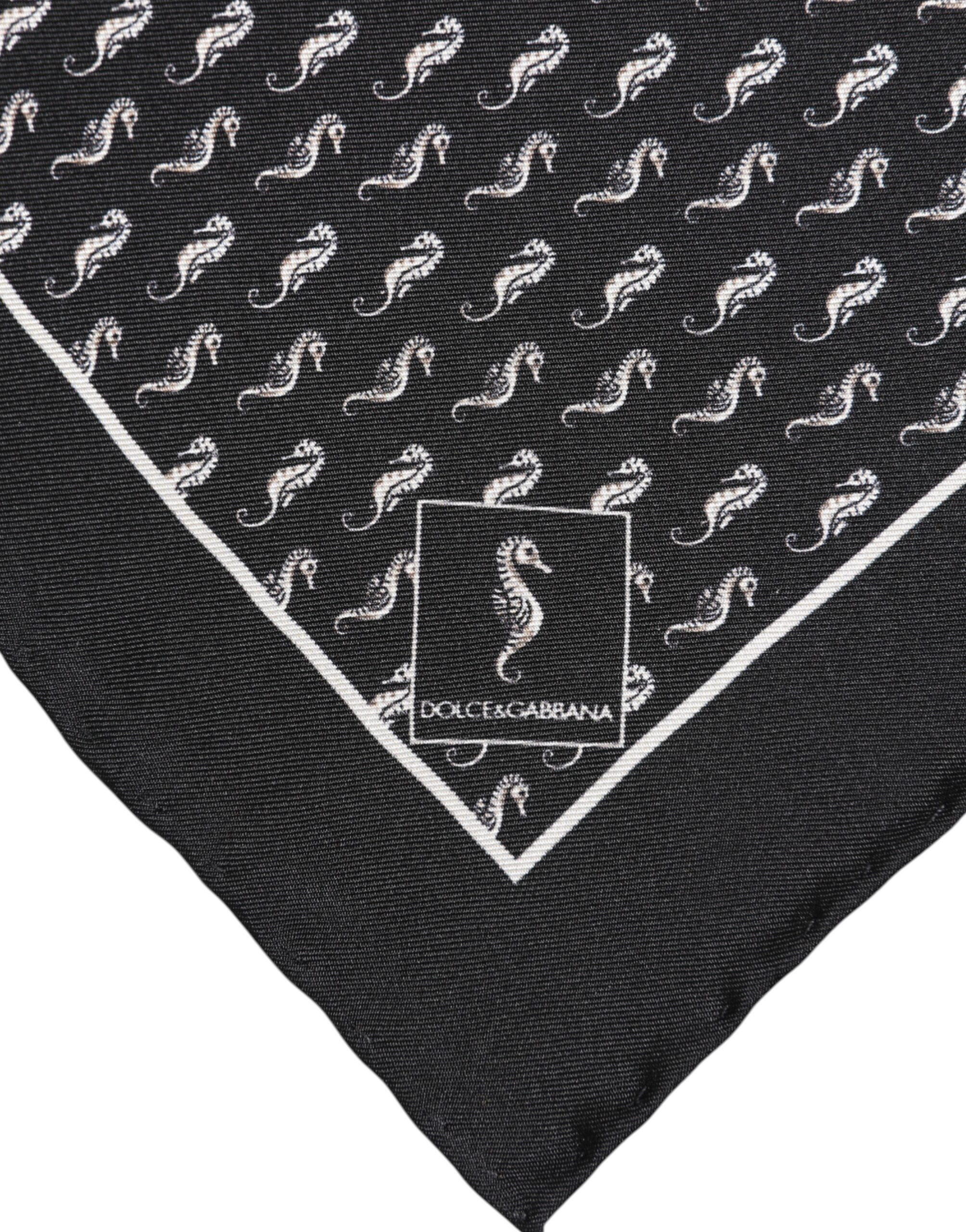 Шелковый платок-каре Dolce & Gabbana Black Sea Horse