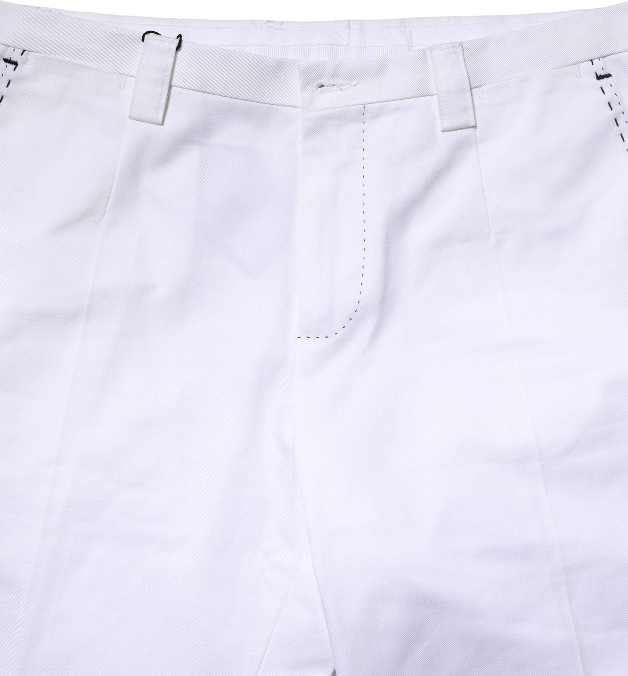 White Cotton Straight Logo Men Pants