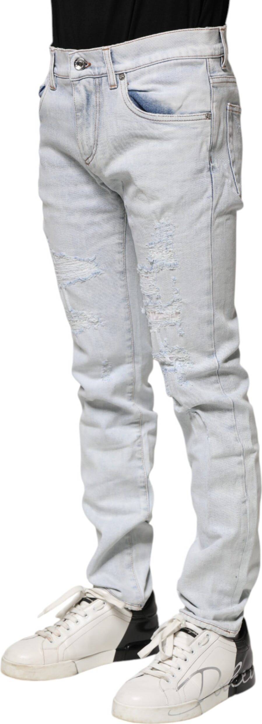 Light Blue Tattered Skinny Denim Jeans Dolce & Gabbana