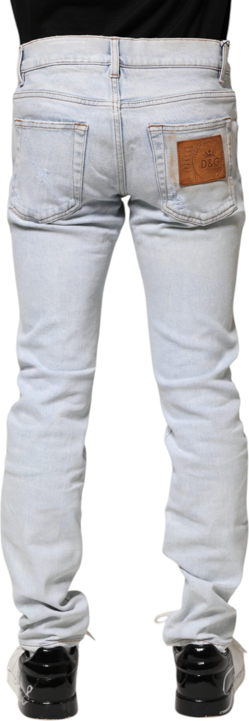 Light Blue Tattered Skinny Denim Jeans Dolce & Gabbana