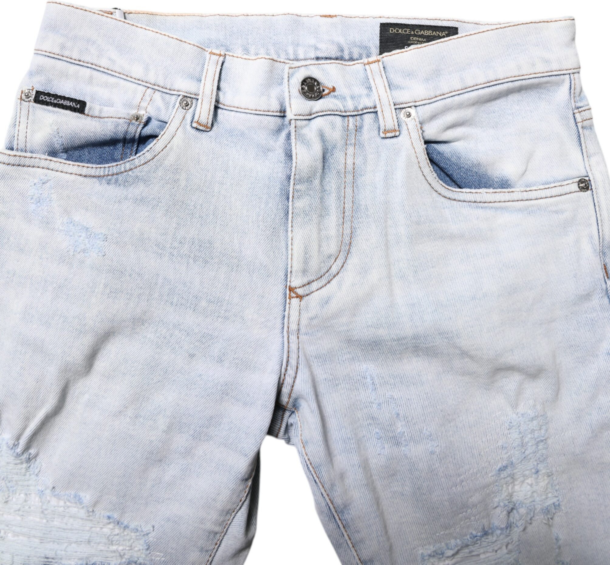Light Blue Tattered Skinny Denim Jeans Dolce & Gabbana