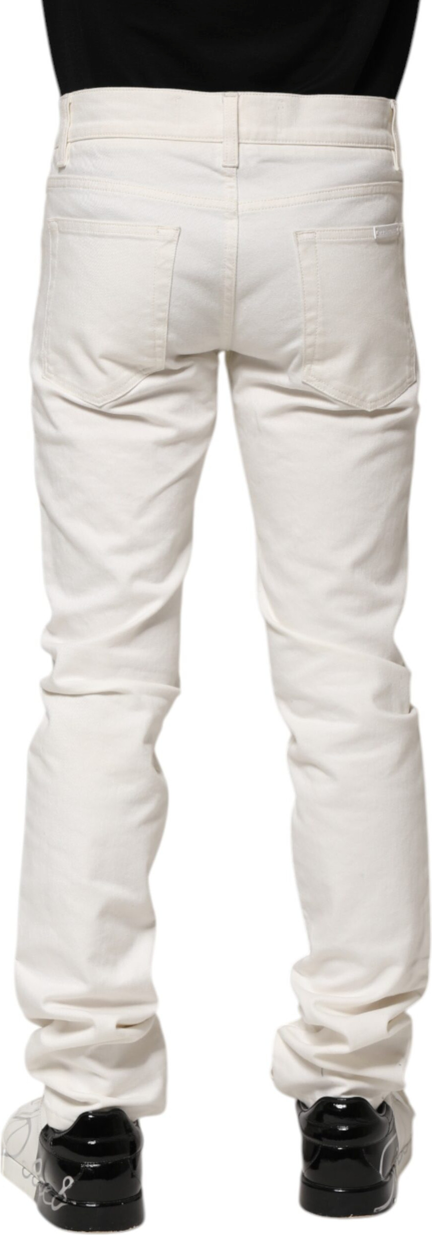 White Cotton Skinny Men Denim Jeans by Dolce & Gabbana
