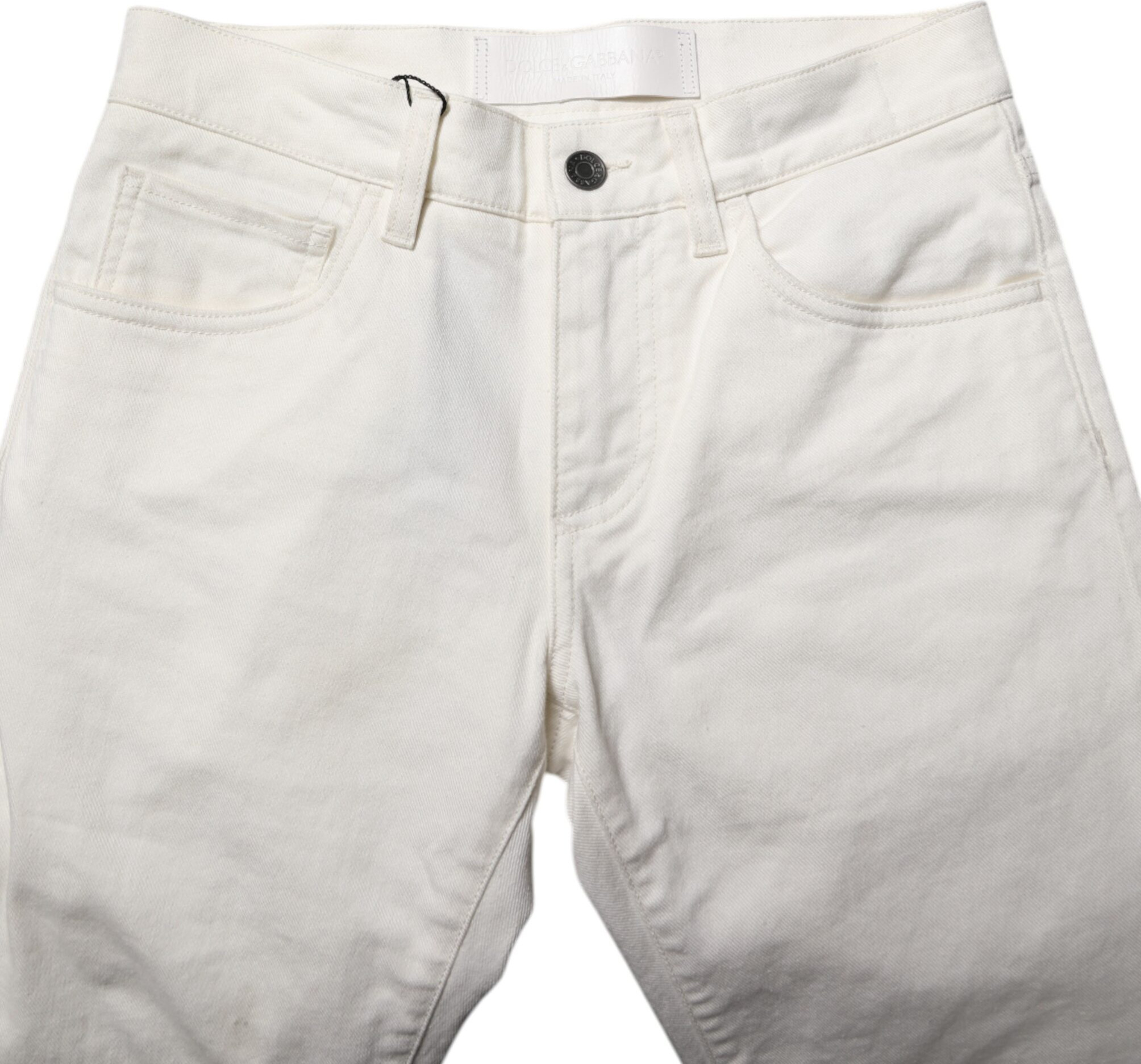 White Cotton Skinny Men Denim Jeans by Dolce & Gabbana