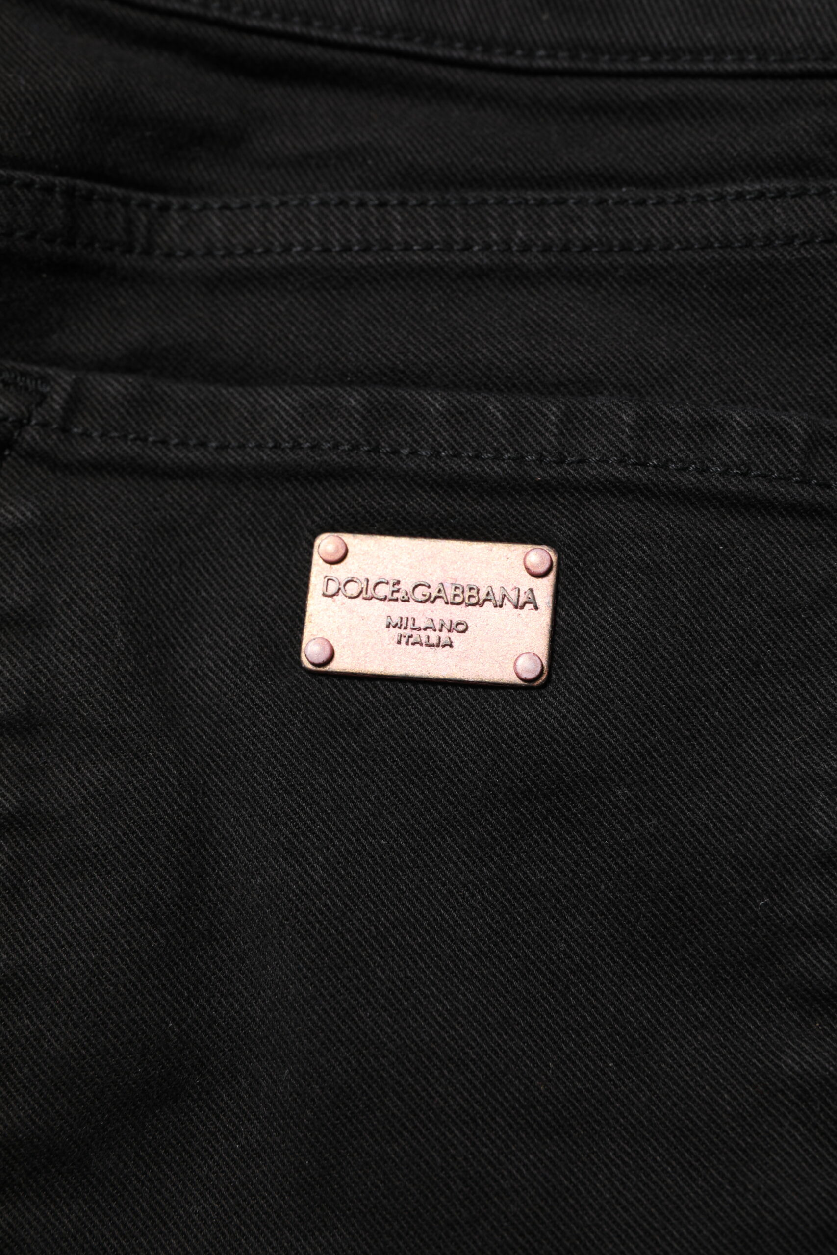 Dolce & Gabbana qora paxta jinsi shimlari midi bel