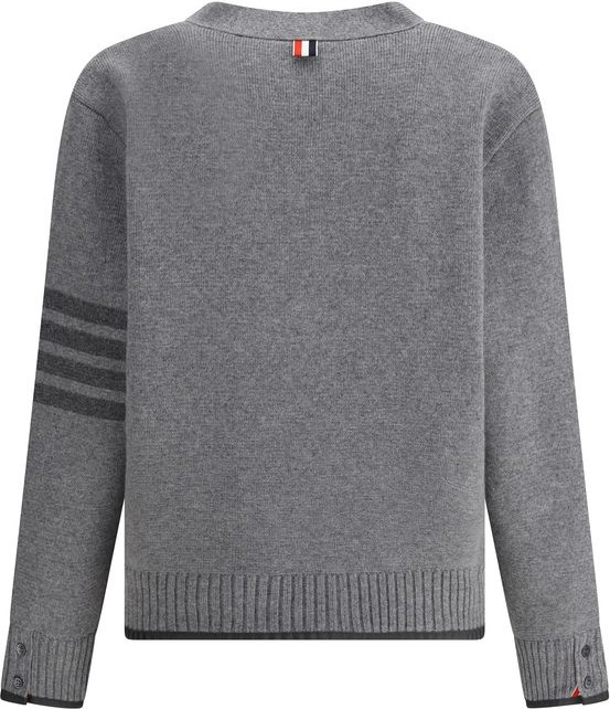 Серый кардиган из шерсти мериноса от Thom Browne