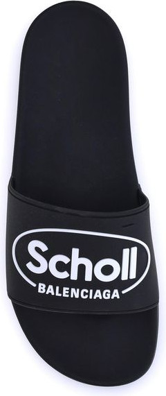 Balenciaga Black Rubber Flat Sandals