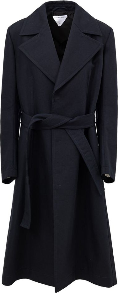 Синий хлопковый тренч Bottega Veneta