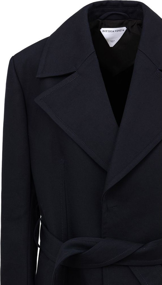 Синий хлопковый тренч Bottega Veneta