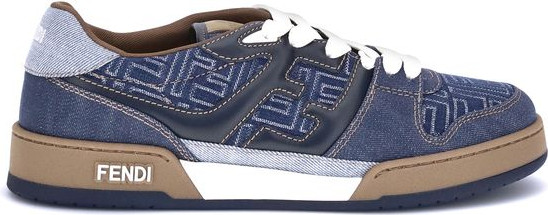 Blue Cotton Low Top Sneakers Fendi