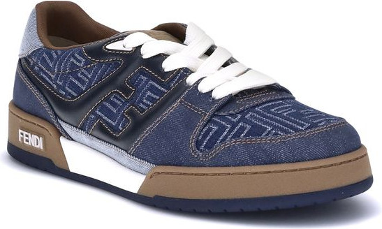 Blue Cotton Low Top Sneakers Fendi