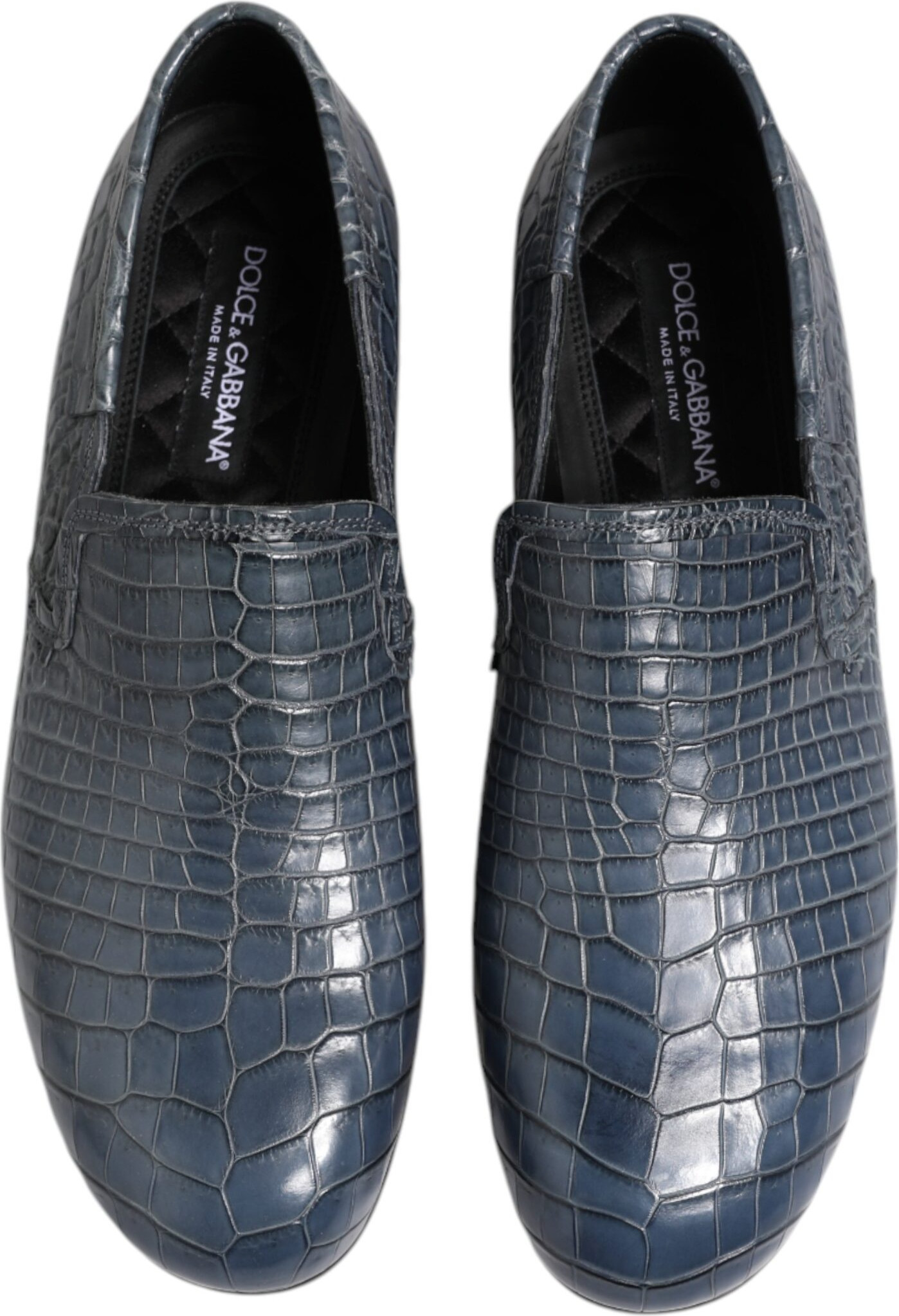 Dolce & Gabbana ko'k ekzotik charmdan tayyorlangan slip-on tuflilari