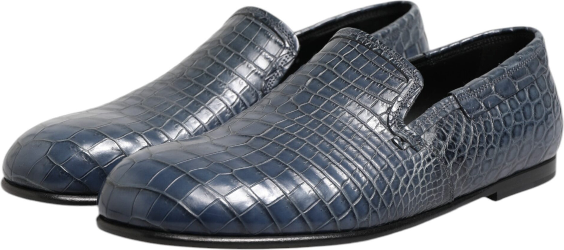 Dolce & Gabbana ko'k ekzotik charmdan tayyorlangan slip-on tuflilari