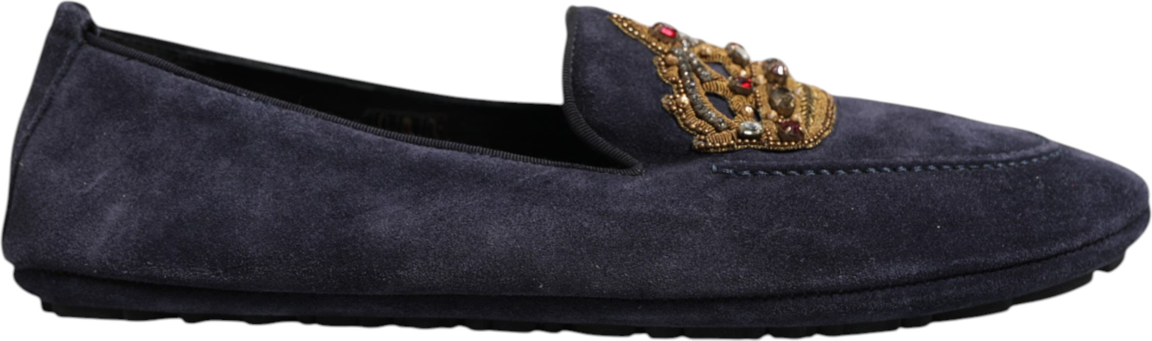 Loafers Dolce & Gabbana Blue Suede Crown Crystal Loafers