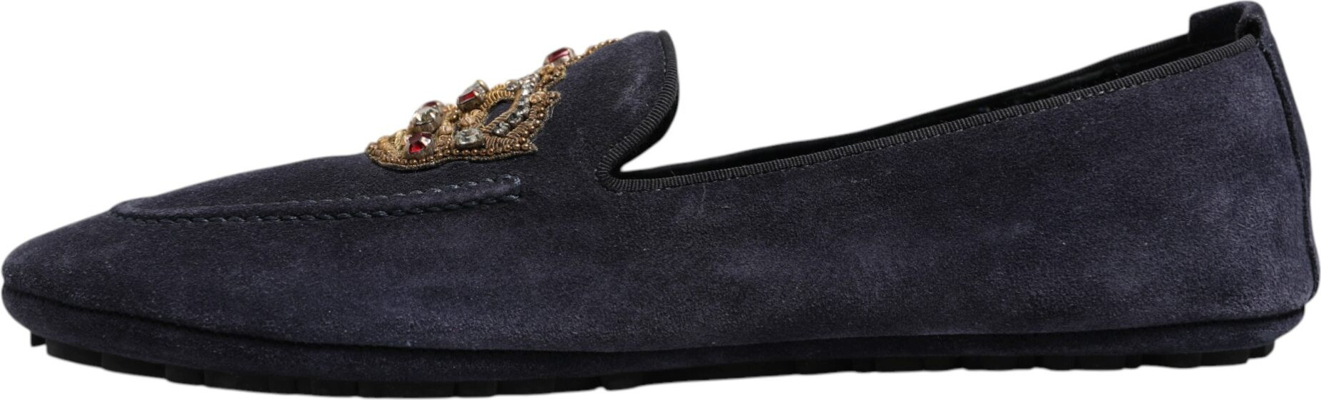 Loafers Dolce & Gabbana Blue Suede Crown Crystal Loafers