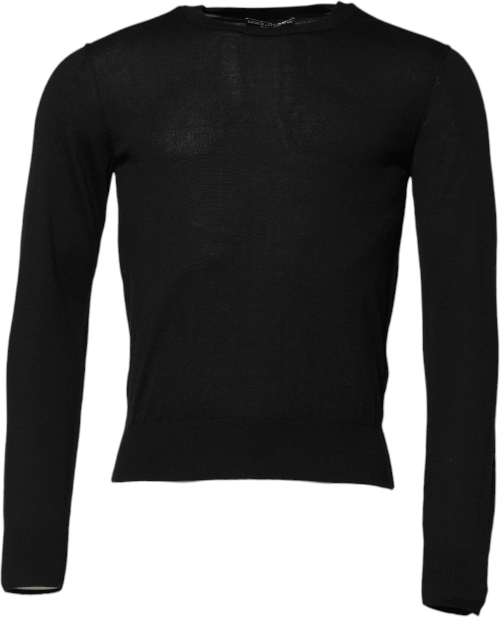 Black Cashmere Crew Neck Long Sleeves T-shirt Dolce & Gabbana