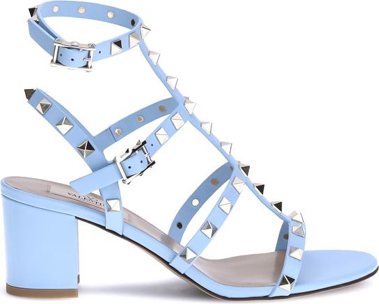 Valentino Garavani Light Blue Calf Leather Bos Taurus Strap-On Sandals