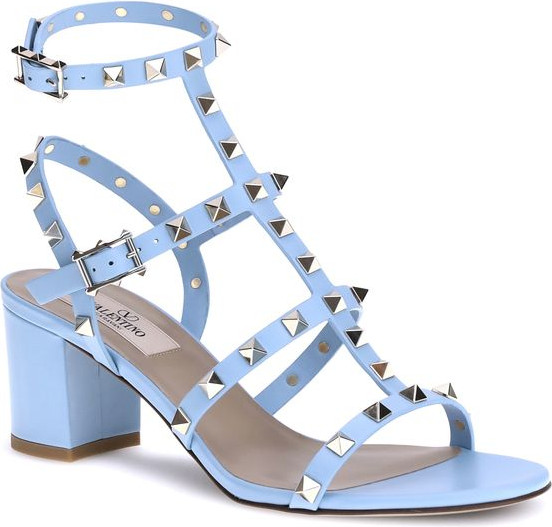 Valentino Garavani Light Blue Calf Leather Bos Taurus Strap-On Sandals