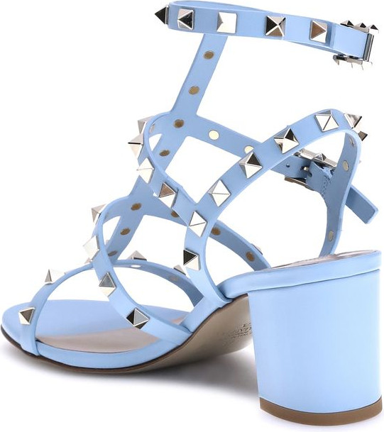 Valentino Garavani Light Blue Calf Leather Bos Taurus Strap-On Sandals