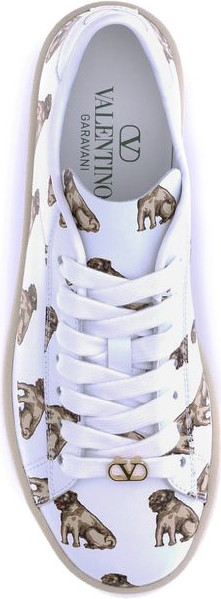 White Calf Leather Bos Taurus Low Top Sneakers Valentino Garavani