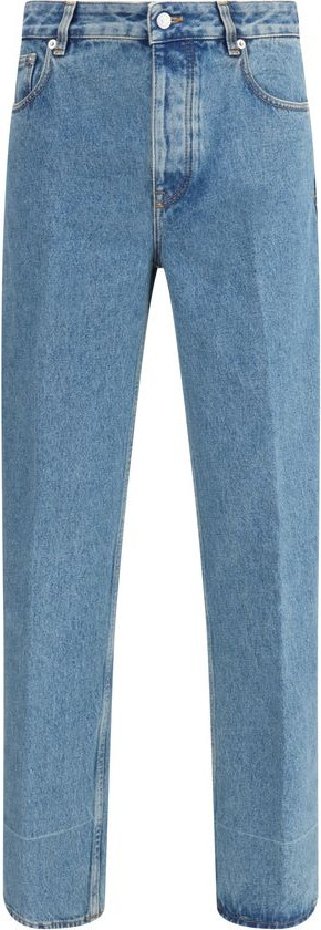 Blue Cotton Straight-Leg Jeans by Valentino