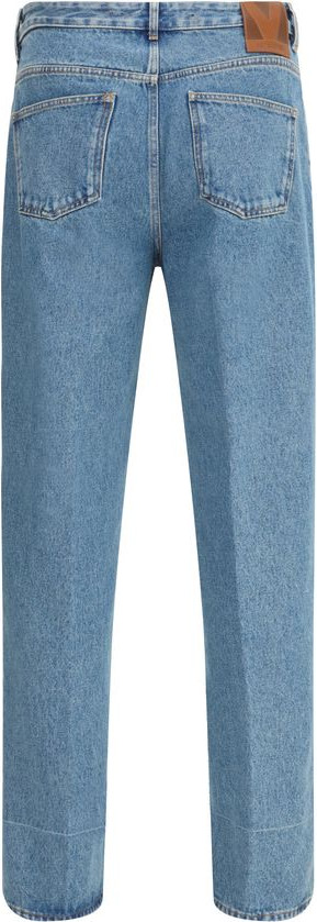 Blue Cotton Straight-Leg Jeans by Valentino