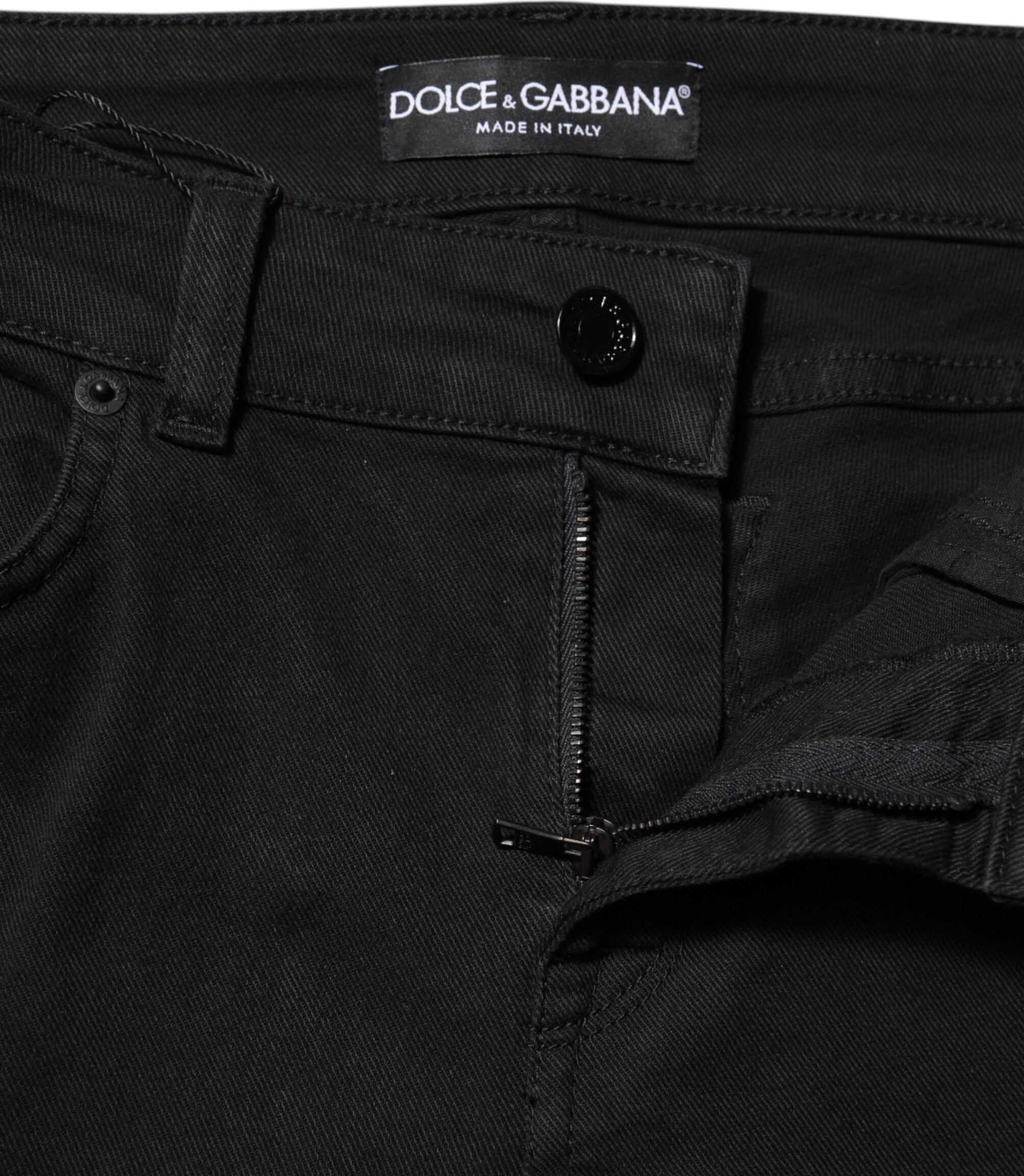 Black Cotton Skinny Mid Waist Denim Jeans Dolce & Gabbana