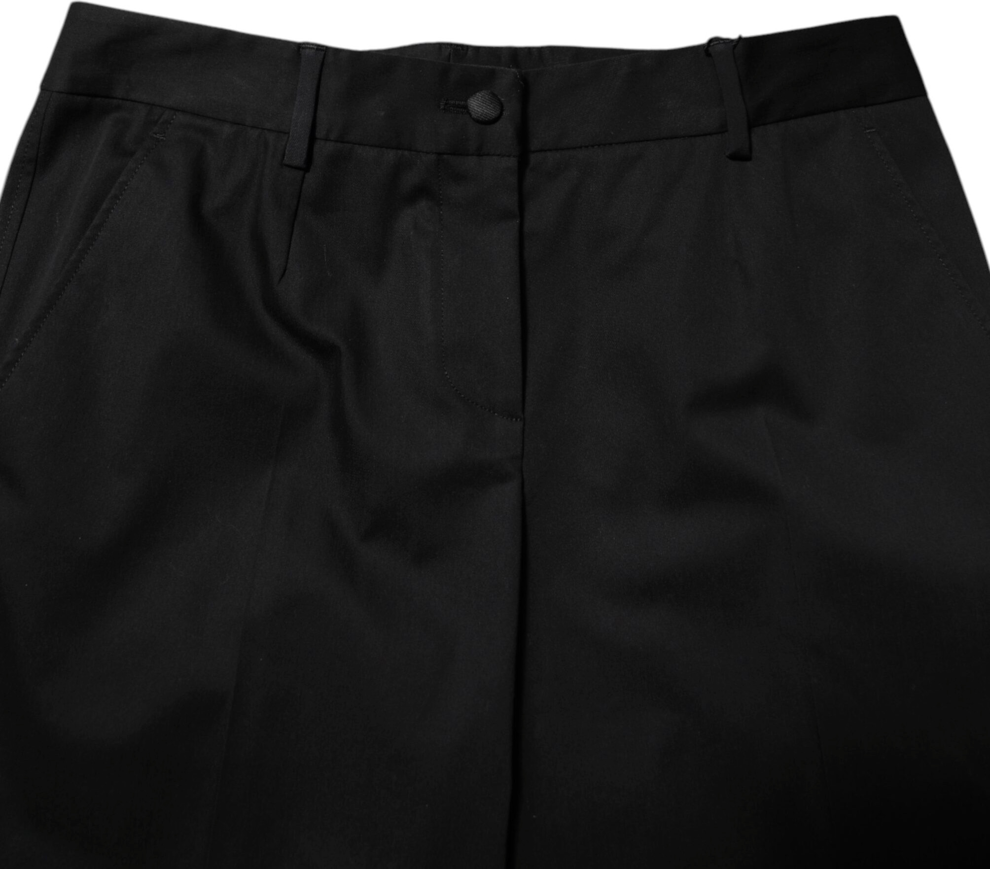 Black Cotton High Waist Formal Pants