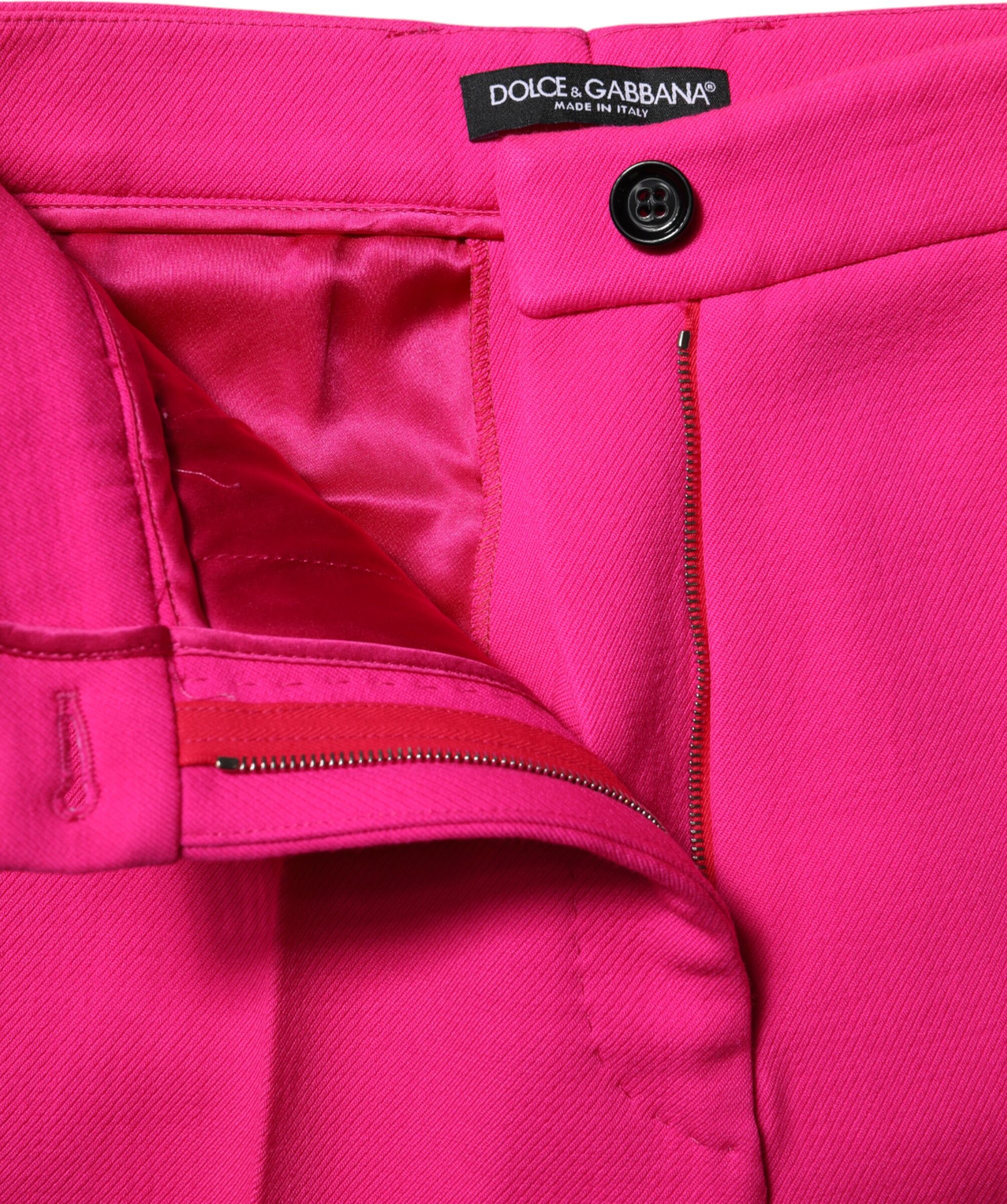 Fuchsia Pink HighWaist Tapered Trouser Pants Dolce & Gabbana