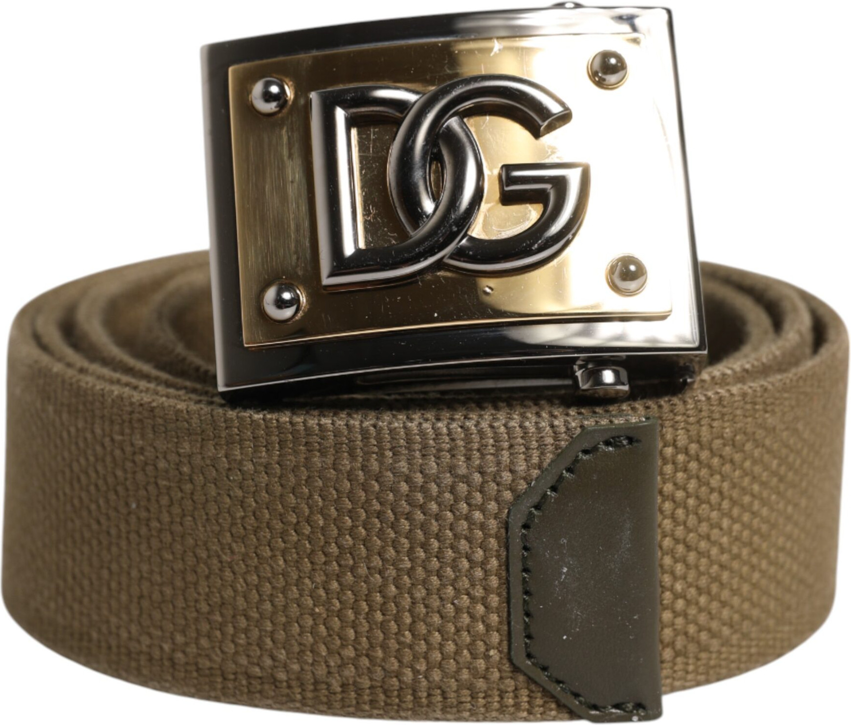 Belt Dolce & Gabbana Military Green Nylon Logo Metal Buckle