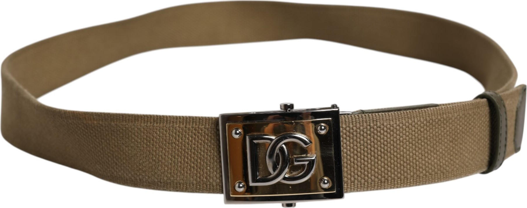 Belt Dolce & Gabbana Military Green Nylon Logo Metal Buckle