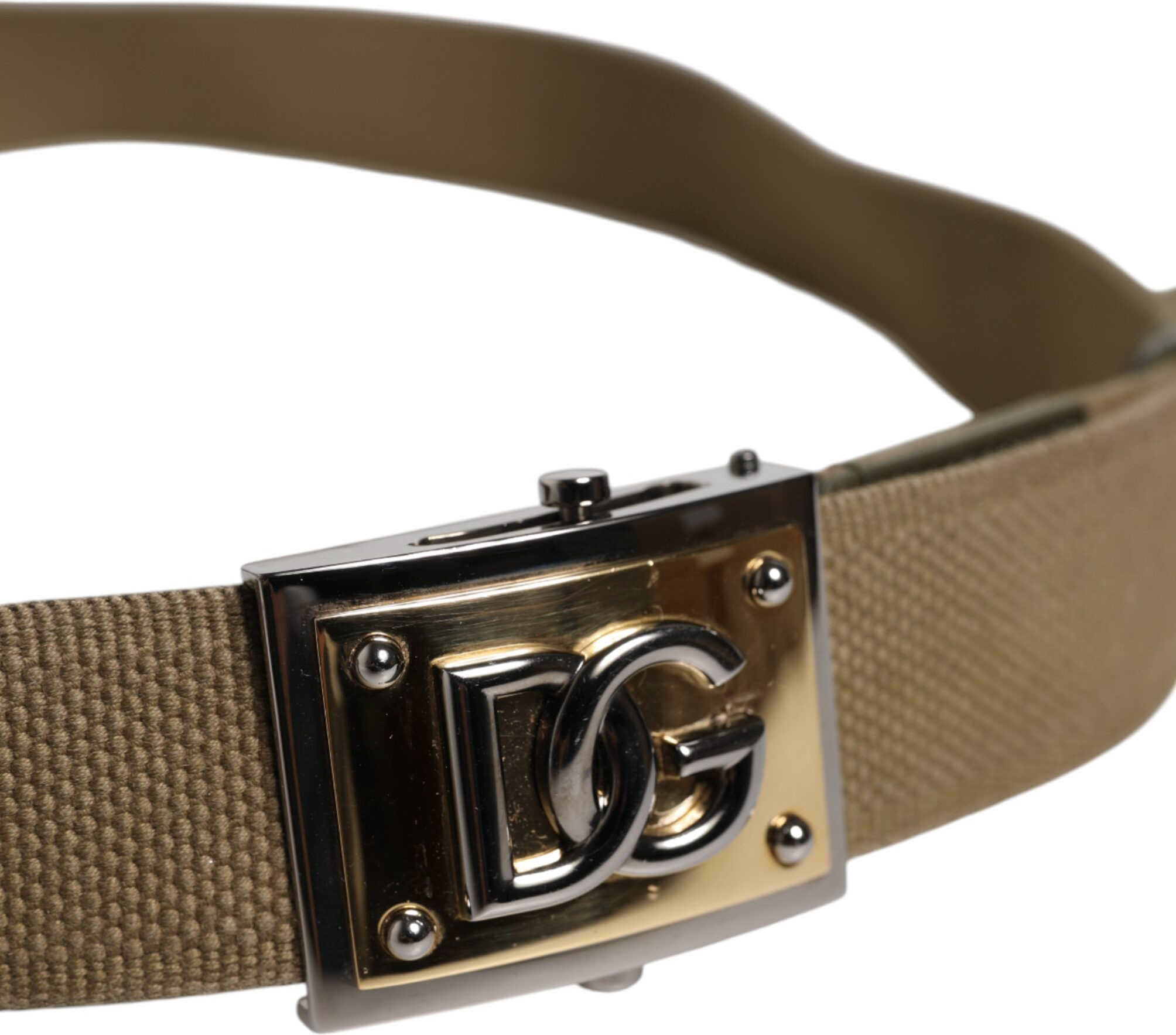 Belt Dolce & Gabbana Military Green Nylon Logo Metal Buckle