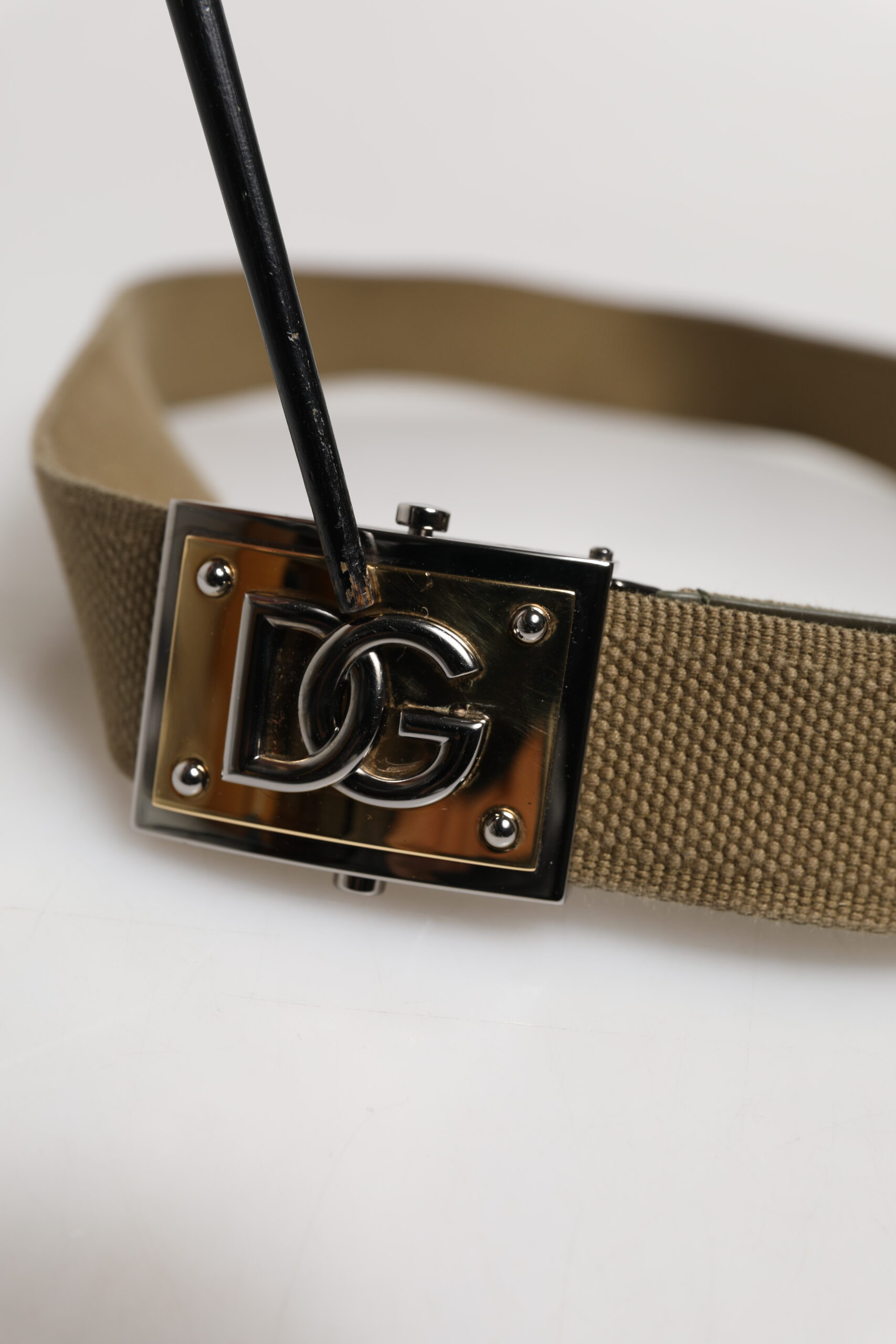 Belt Dolce & Gabbana Military Green Nylon Logo Metal Buckle