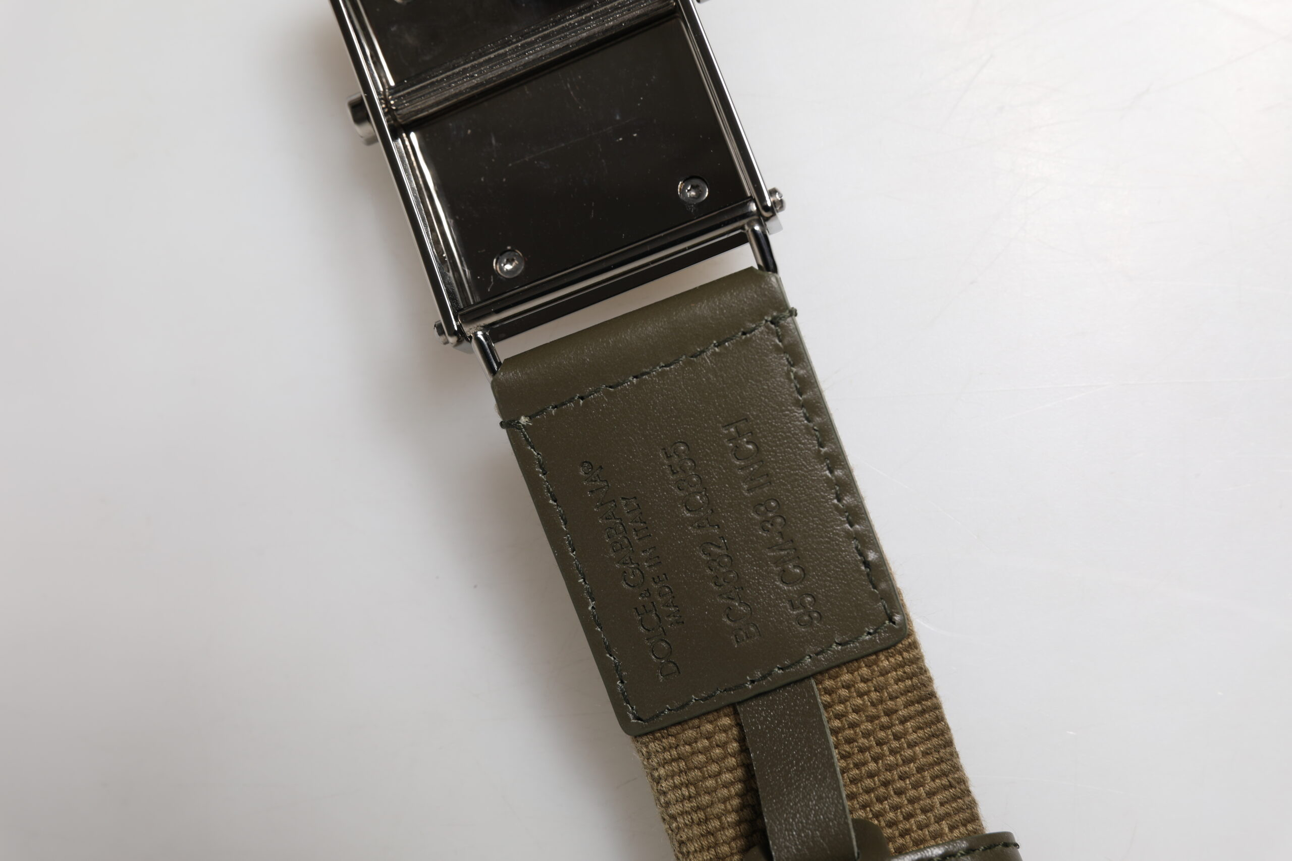 Belt Dolce & Gabbana Military Green Nylon Logo Metal Buckle