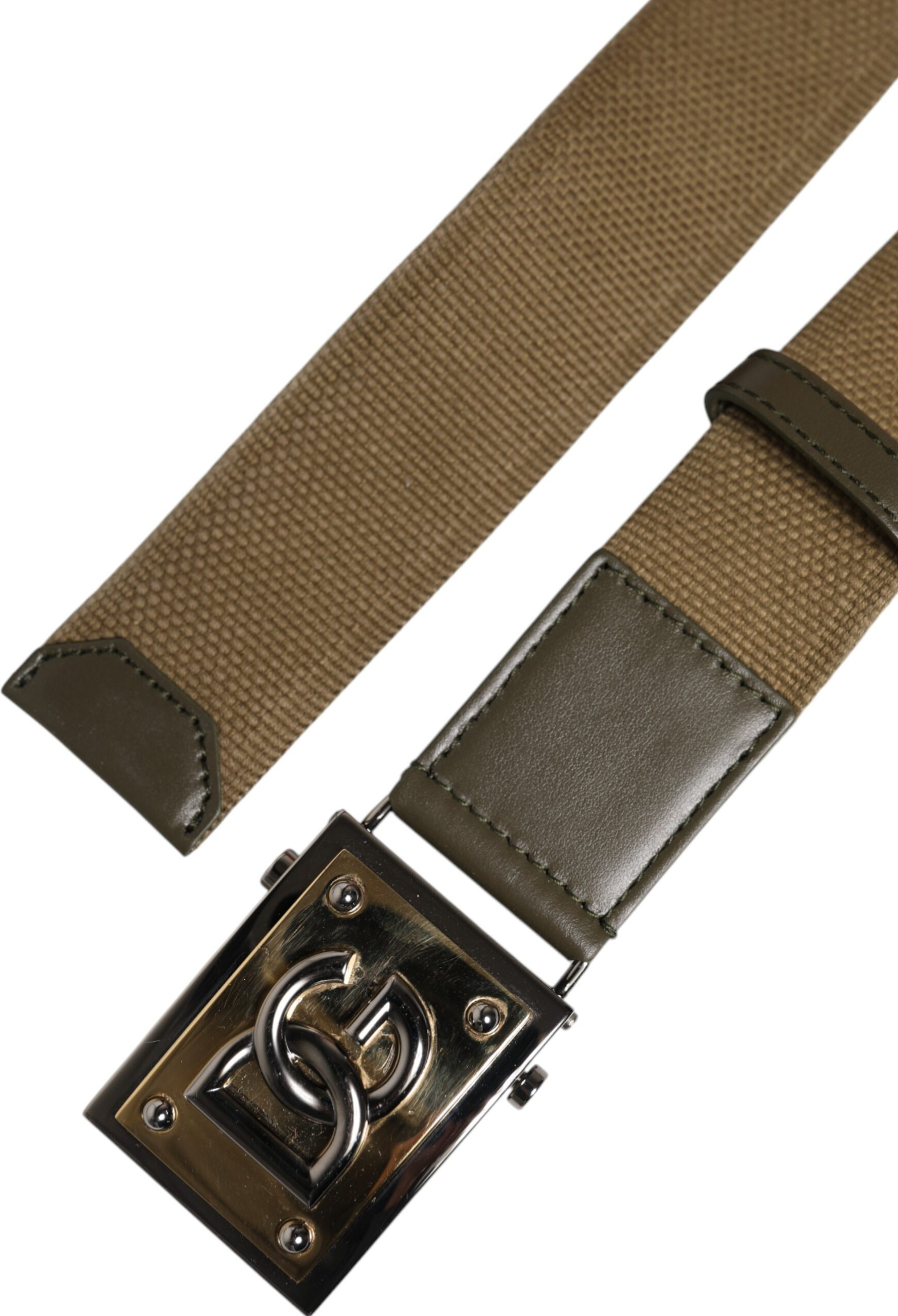 Belt Dolce & Gabbana Military Green Nylon Logo Metal Buckle
