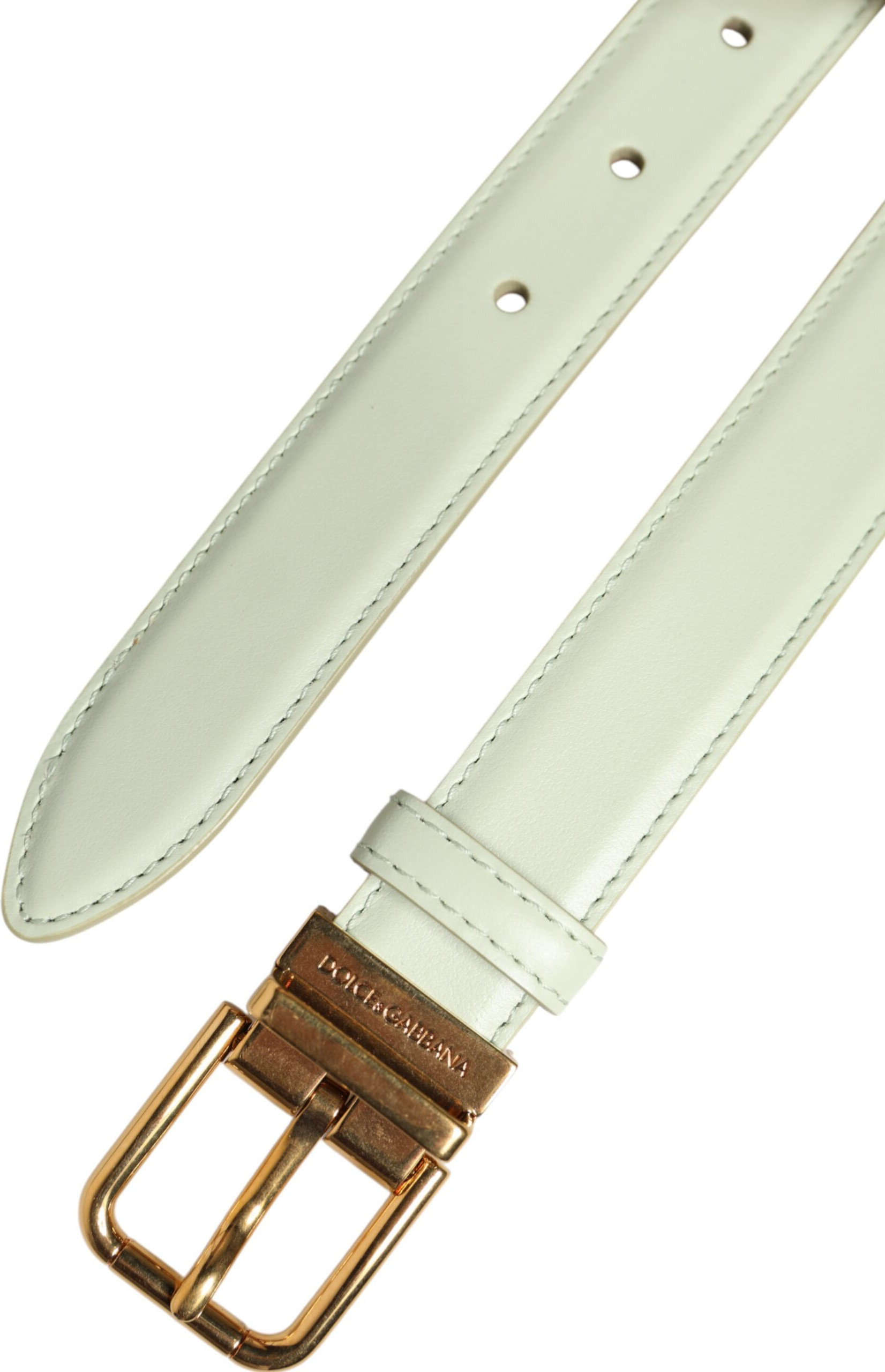 Belt Dolce & Gabbana Light Green Leather Gold Metal Buckle Belt