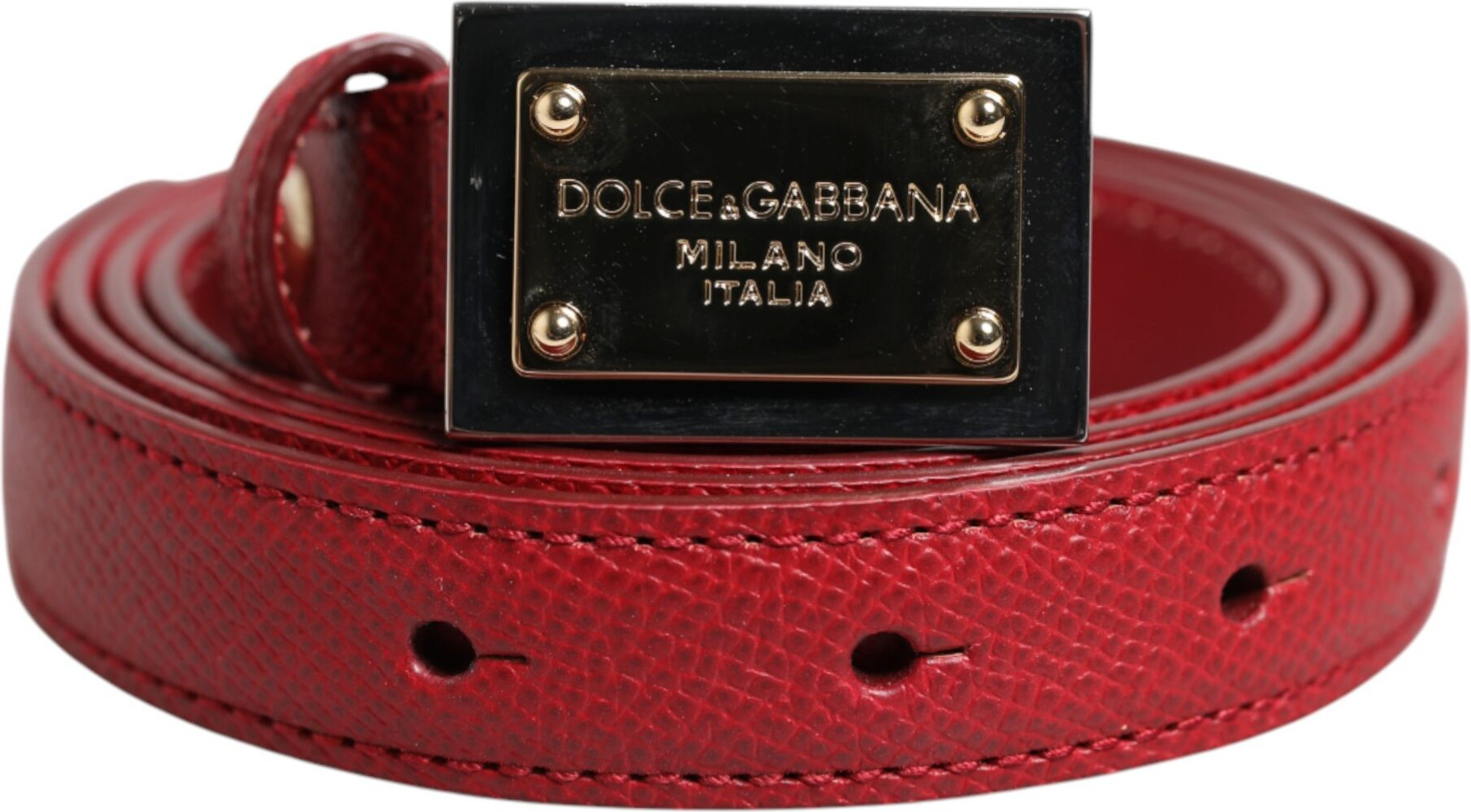 Dolce & Gabbana kamar kamarining qizil charm kvadrat metall tokali Cintura kamar