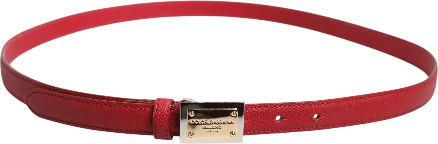 Dolce & Gabbana kamar kamarining qizil charm kvadrat metall tokali Cintura kamar