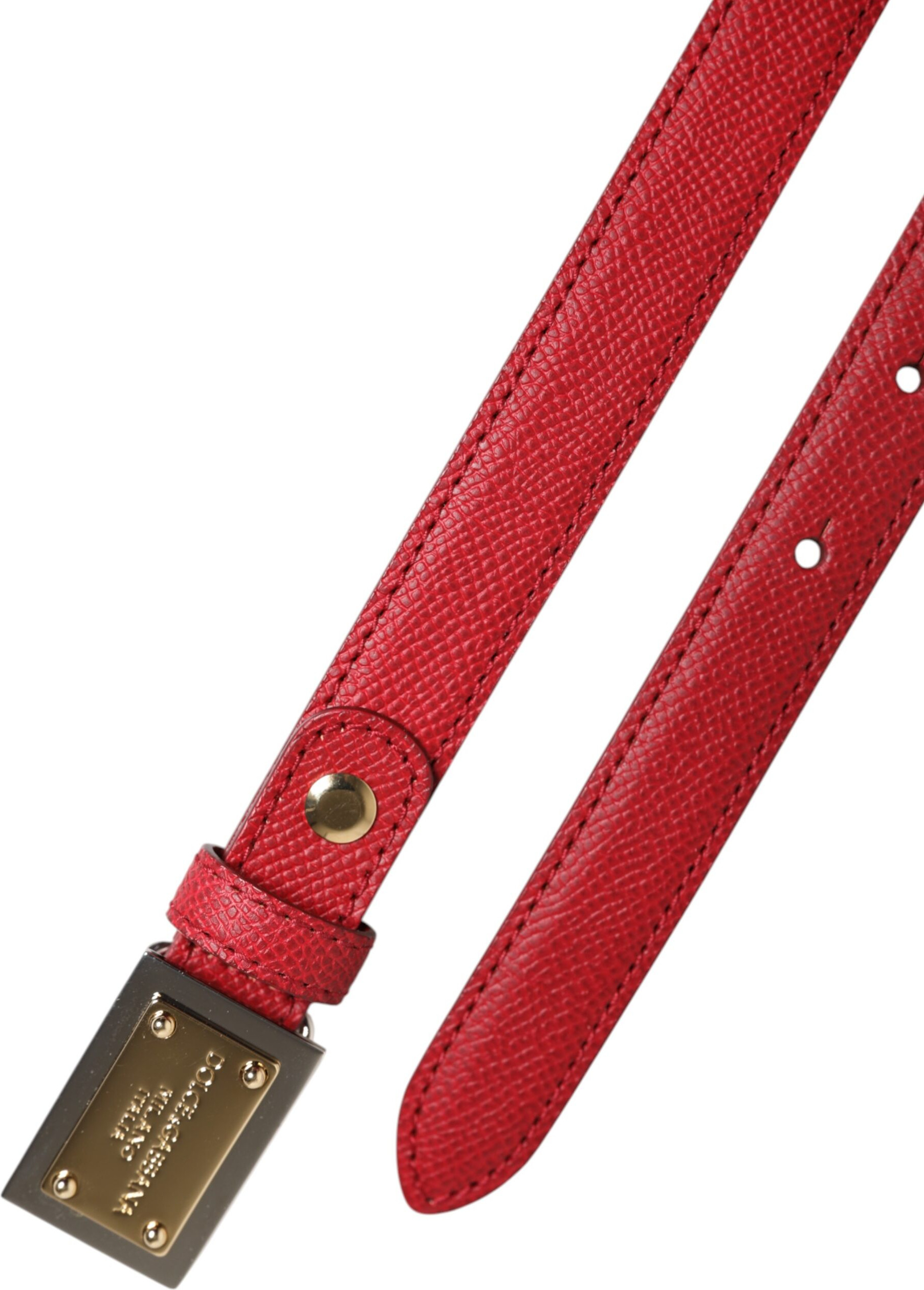 Dolce & Gabbana kamar kamarining qizil charm kvadrat metall tokali Cintura kamar