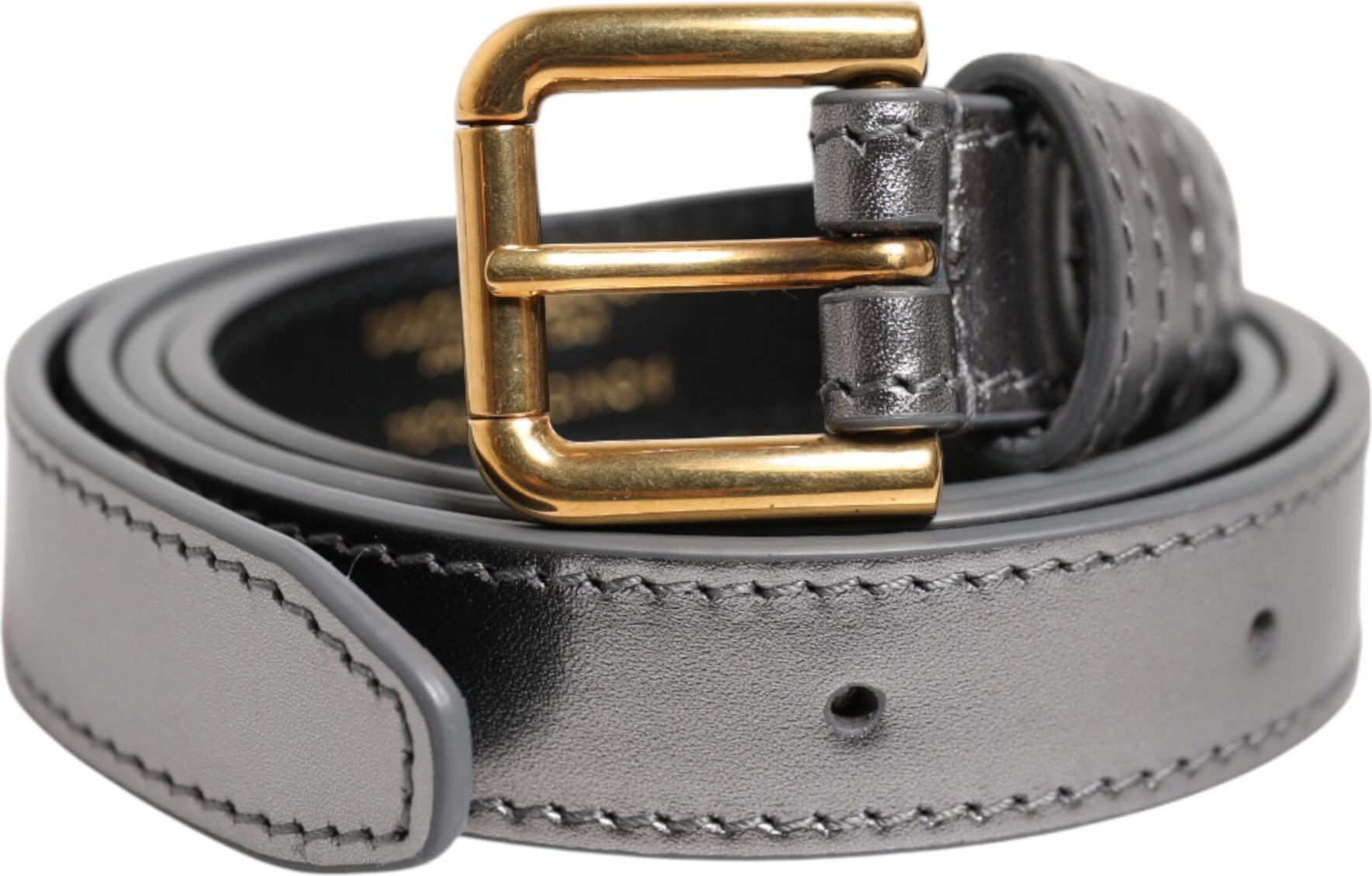 Belt Dolce & Gabbana Silver Logo Engraved Metal Waist Buckle