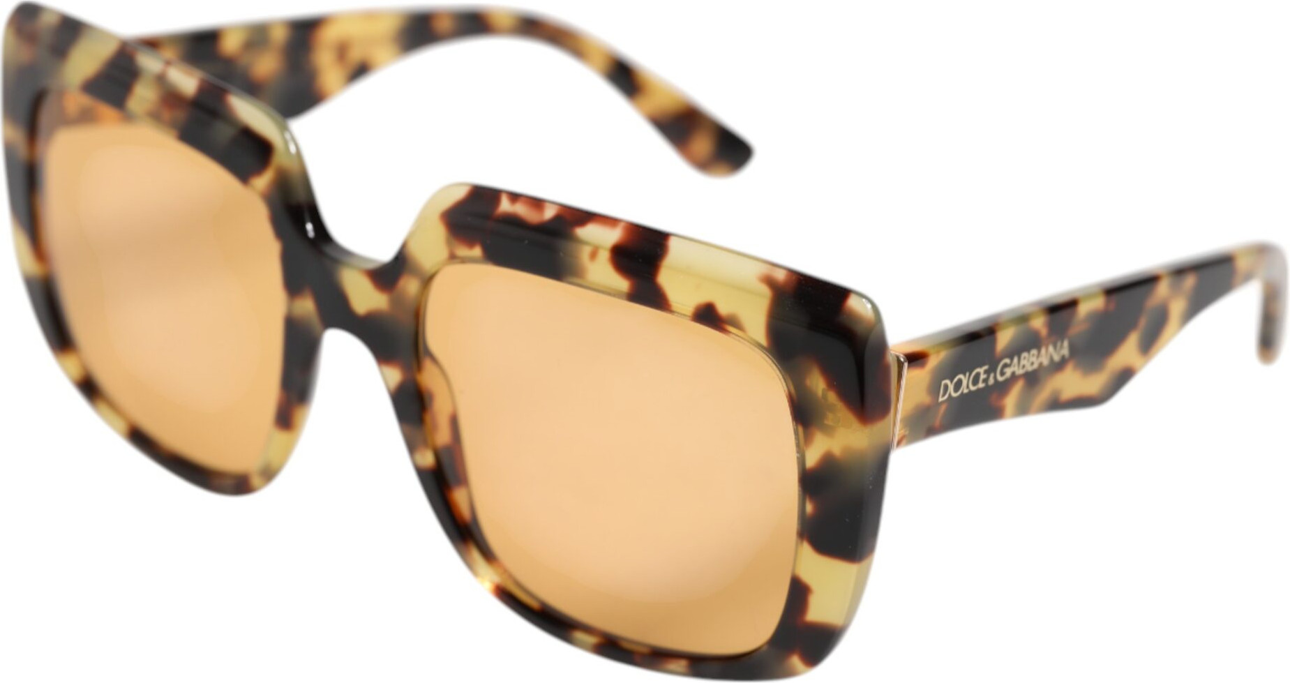 Dolce & Gabbana Quyosh ko'zoynaklari, Qora Sariq Gavayi Leopard Kare Shakldagi Ko'zoynak